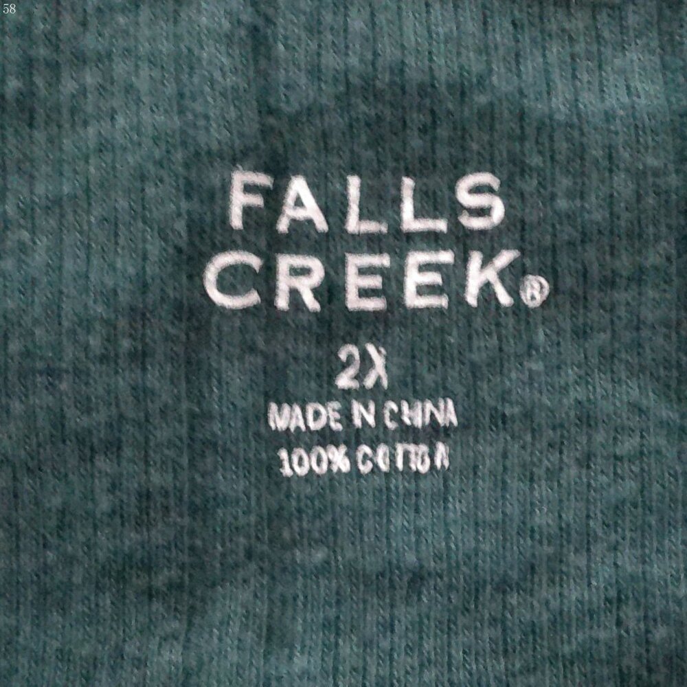 FALLS CREEK Long Sleeve Henley Teal w/Tiny Floral Print Cotton Ribbed Tee 2XL - Picture 6 of 9
